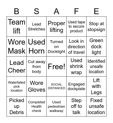 Safety Bingo Card