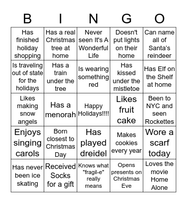 HOLIDAY BINGO Card