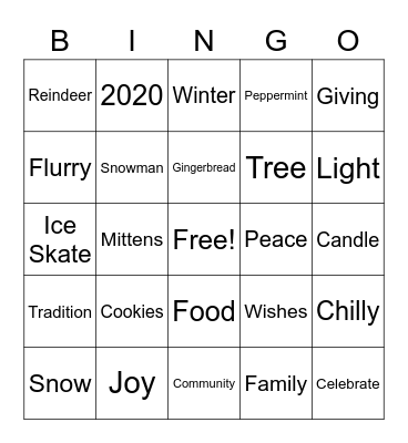 2020 Ops & Tech Winter BINGO Card