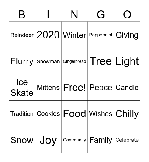 2020 Ops & Tech Winter BINGO Card