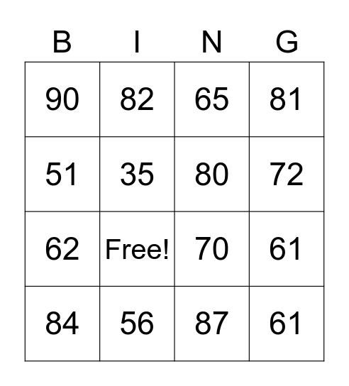 Adding Bingo Card