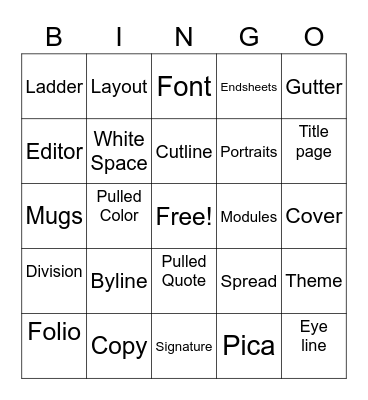Yearbook Bingo 2020 Bingo Card