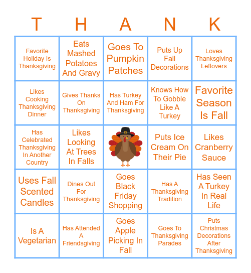 Fall Themed Bingo Card