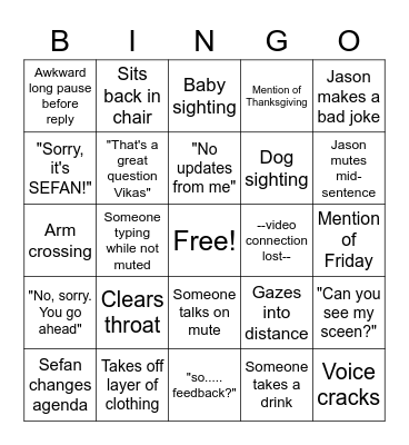Sefan Bingo Card