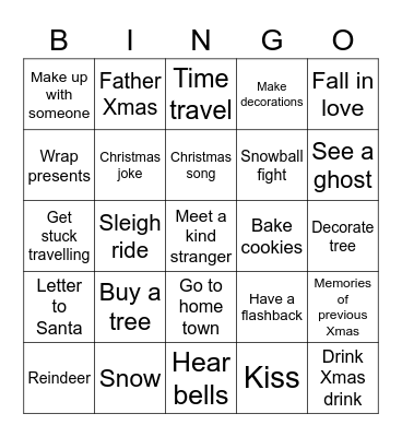 Christmas Film Bingo Card