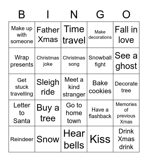 Christmas Film Bingo Card