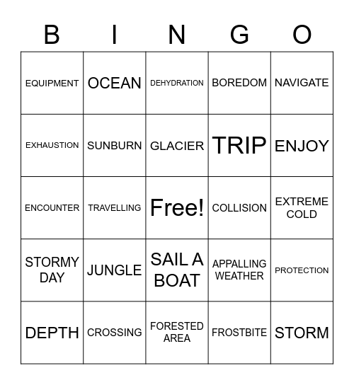 ADVENTURERS Bingo Card