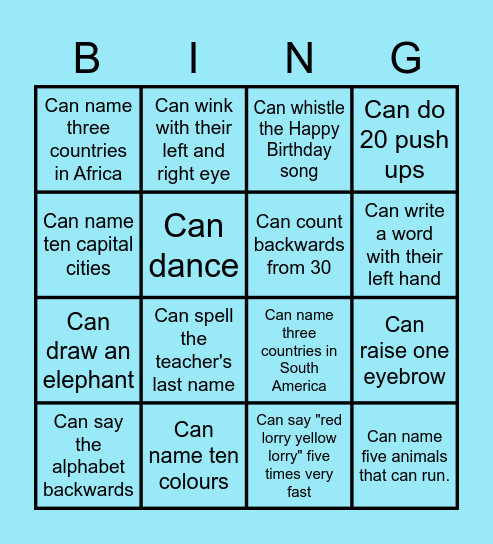 CAN YOU ... ? Bingo Card