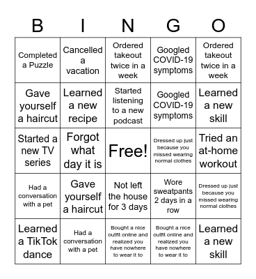 MFIN COVID BINGO Card