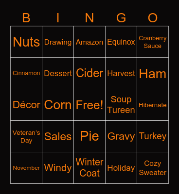 Fall Bingo Bash Bingo Card