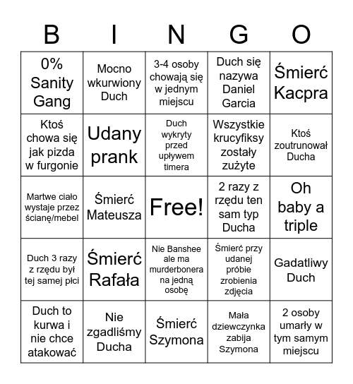 BingoPhobia Bingo Card