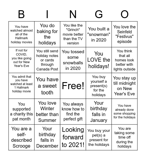 HAPPY FESTIVUS Bingo Card