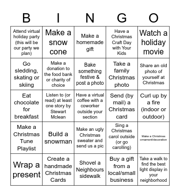 2020 Winter Bingo Card