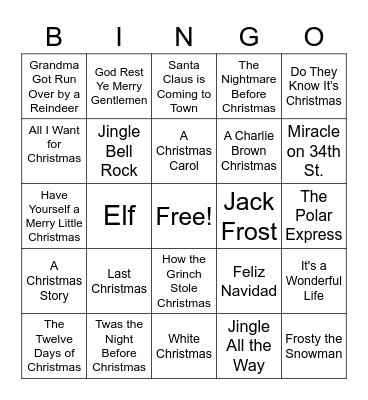 Christmas Bingo Card