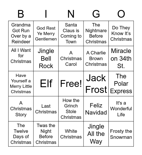 Christmas Bingo Card