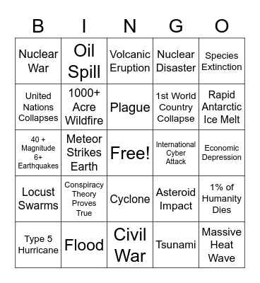 Apocalypse Bingo Card