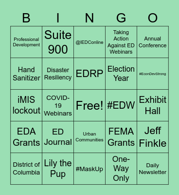 IEDC Happy Hour Bingo Card
