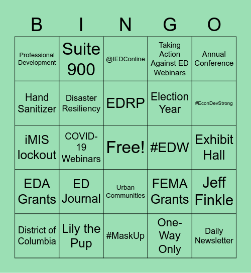 IEDC Happy Hour Bingo Card