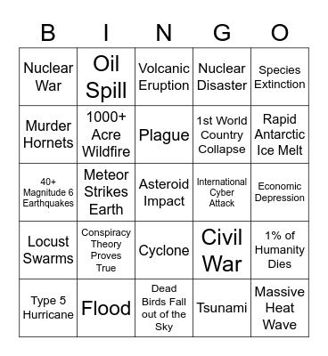 Apocalypse Bingo Card