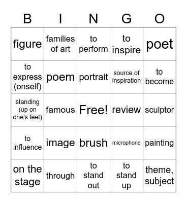 español 3 cap. 2 (el arte) Bingo Card