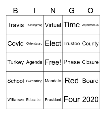 Board Time Fun Bingo Card