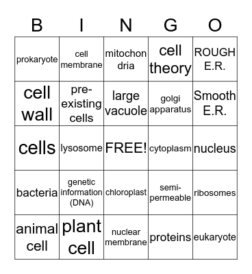 Cell Review Bingo Card