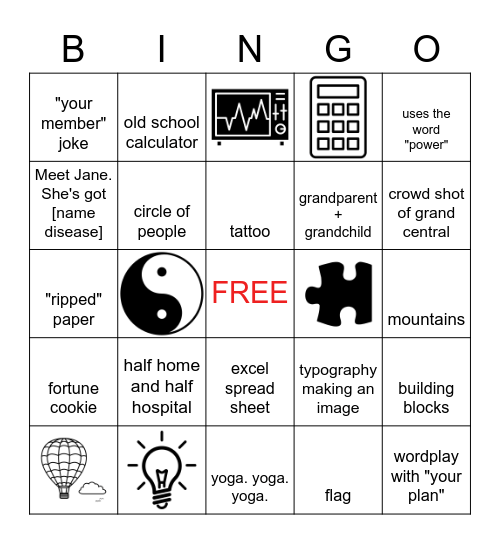 Concepting Bingo Card