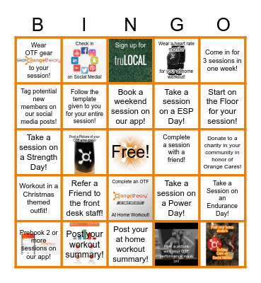 HOLIDAY ORANGETHEORY BINGO Card