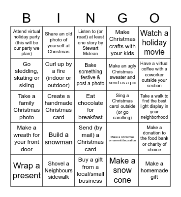 2020 Winter Bingo Card