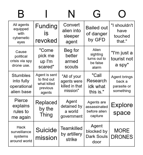 ERD Bingo Card