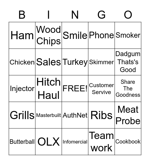 Masterbuilt Bingo Card