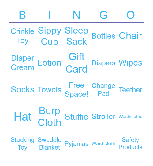 Baby Gift Bingo Card