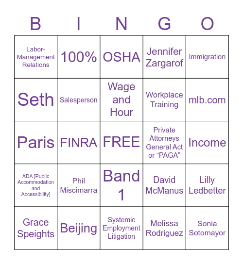 LEPG Bingo Card