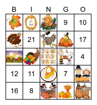 THANKSGIVING Bingo Card