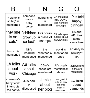 Holiday! Bingo Card