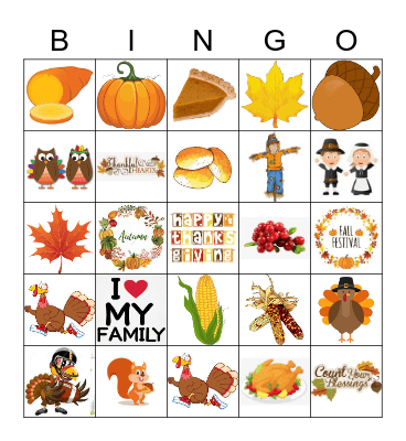 Thanksgiving Bingo Card