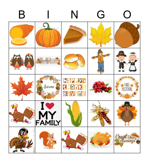 Thanksgiving Bingo Card