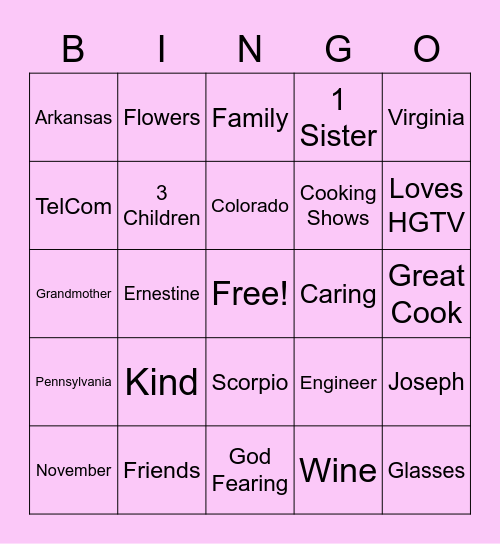 Birthday Bingo Card