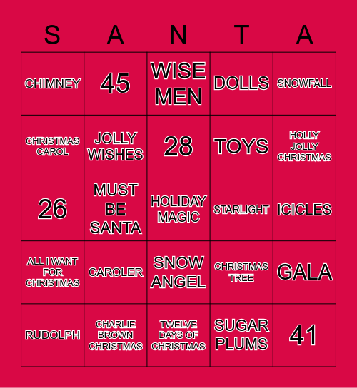 MERRY CHRISTMAS Bingo Card