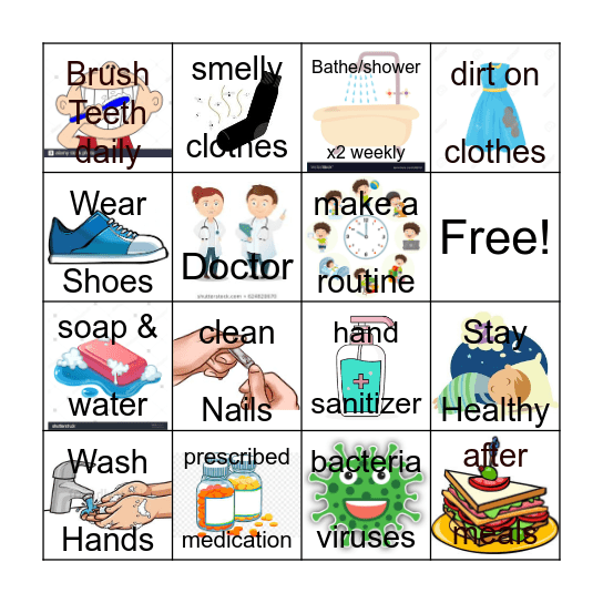 Personal Hygiene Bingo Card