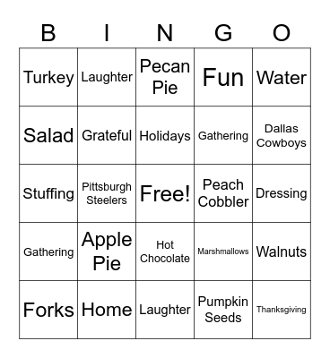 Gobble Gab Bingo Card