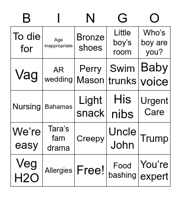 Cosgrove Thanksgiving Bingo Card