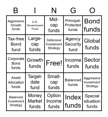 Series 6 Mutual Funds/Investment Strategies Bingo Card