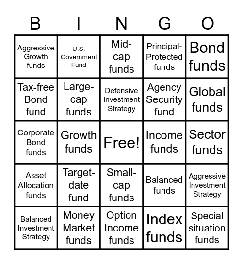 Series 6 Mutual Funds/Investment Strategies Bingo Card
