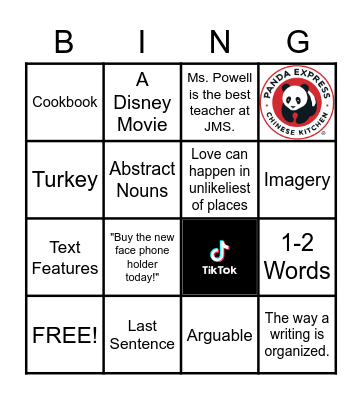 ELA BING Bingo Card