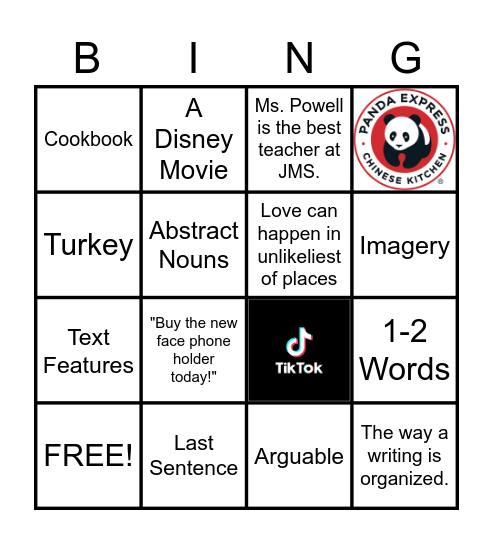 ELA BING Bingo Card