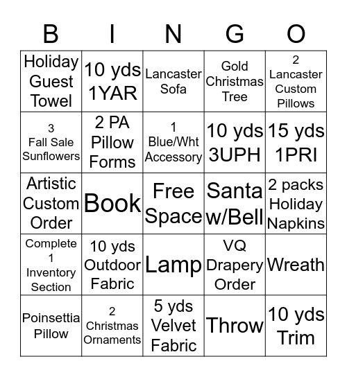 PRINTER'S ALLEY HOLIDAY BINGO 2014 Bingo Card