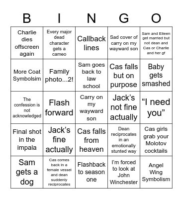 Spn Finale Bingo Card
