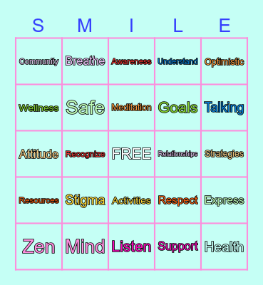 Mental and Emotional Wellness Bingo Card