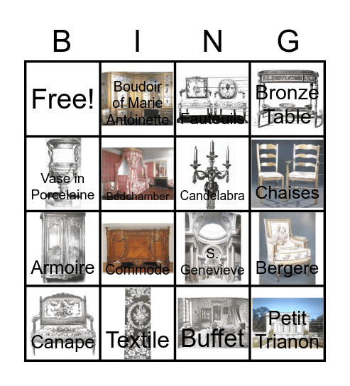 Louis XVI and French Provincial Bingo Card